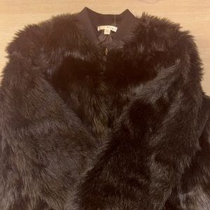 Faux mink bomber